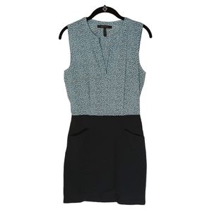 BCBGMAZAZRIA Miryam Blue Dot Print Sleeveless Blouson Split Back Dress 2 XS
